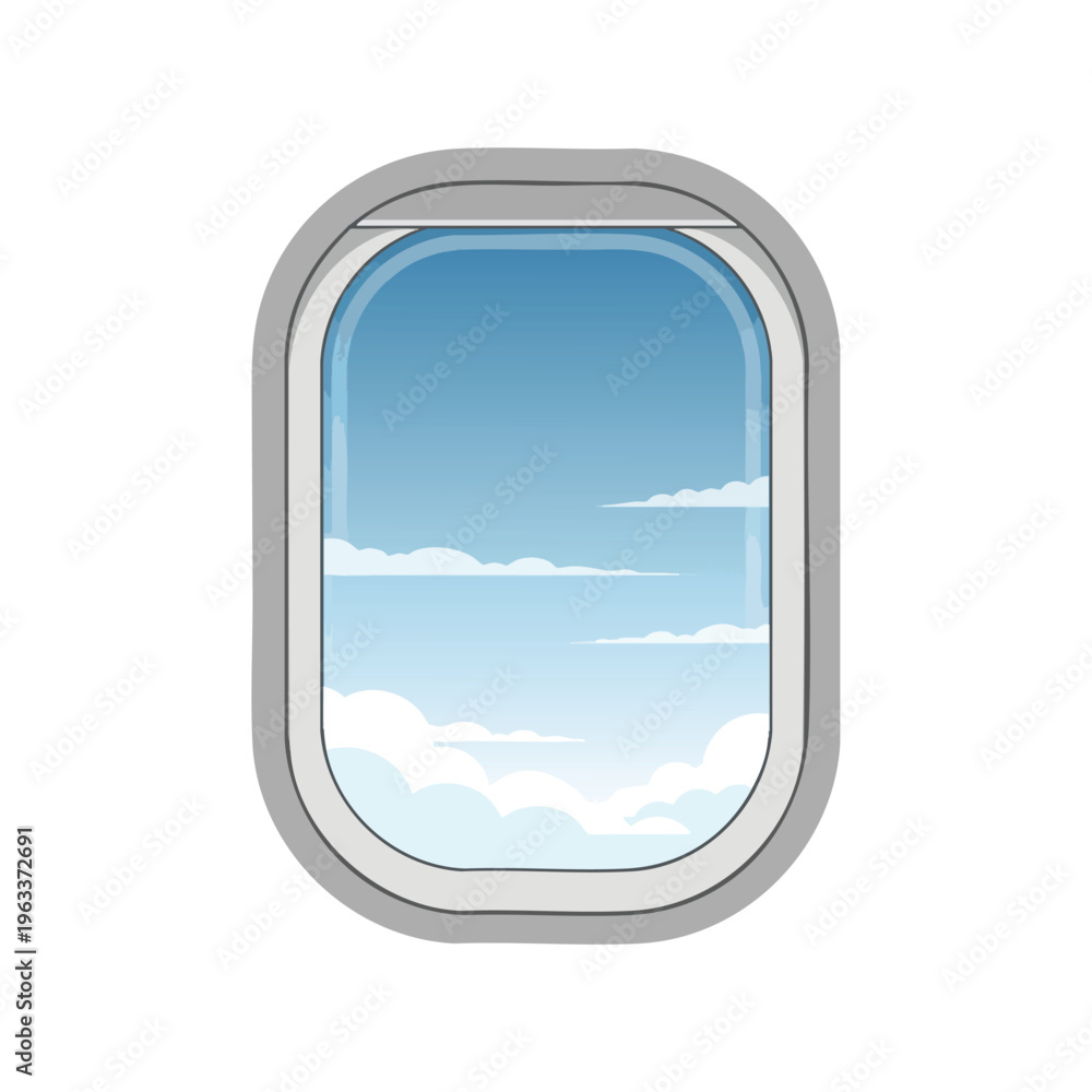 Obraz premium View from an airplane window showing a blue sky with white clouds