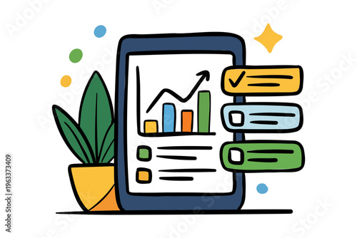 Business Growth Analytics Dashboard Checklist Productivity Planning Vector Illustration