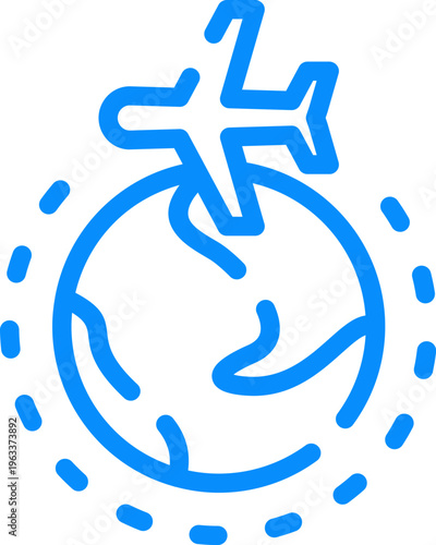 Minimalistic Rounded Stroke Travel Around World Icon
