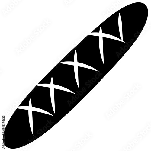 A black silhouette of a loaf of bread with several slices marked on it isolated on transparent background, Vector