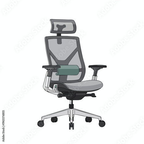 Ergonomic mesh office chair with adjustable headrest, armrests, and lumbar support