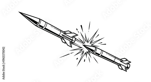 Missile exploding in mid air shot.