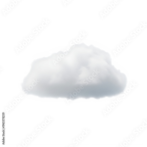 A single fluffy white cumulus cloud floating in the atmosphere with soft and detailed texture isolated on transparent background