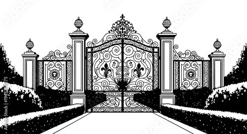 Ornate Metal Gate Entrance Design.