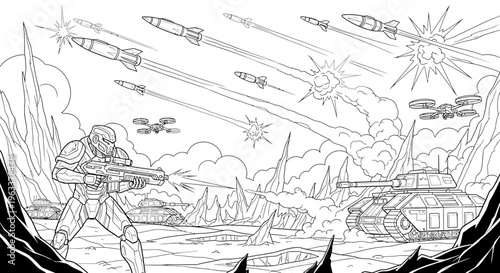 Soldier in combat gear firing rifle.