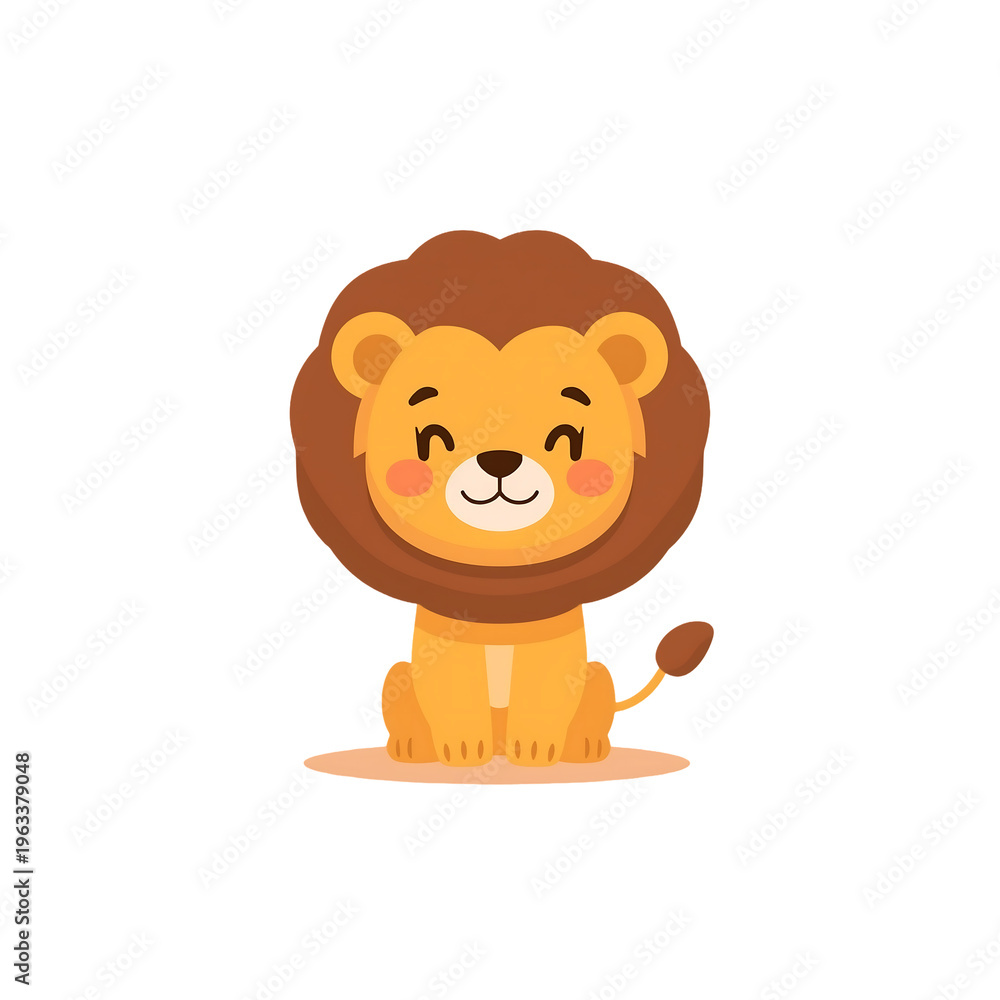 Obraz premium A happy little lion cub sits calmly with a gentle smile on its face 