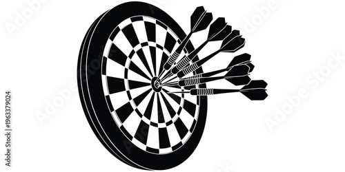Dartboard bullseye accuracy illustration, precision target artwork, focus competition design, sports game vector, achievement success symbol illustration