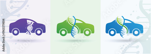 Bild auf Leinwand DNA Car Logo for Electric Mobility Charging Transport Branding