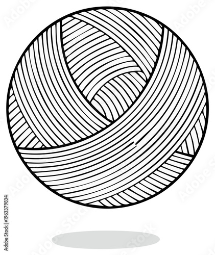 Hand Drawn Outline of a Ball of Yarn Crafting Material