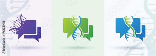 Foto DNA Speech Bubble Logo for Bioinformatics Communication Branding