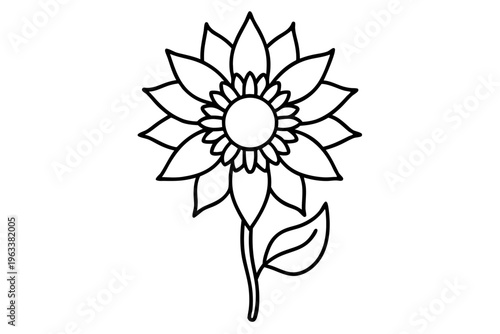 Sunflower Line Art Botanical Icon SVG – Minimal Floral Outline Vector Illustration