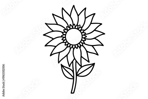 Sunflower Line Art Botanical Icon SVG – Minimal Floral Outline Vector Illustration