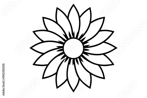 Sunflower Line Art Botanical Icon SVG – Minimal Floral Outline Vector Illustration