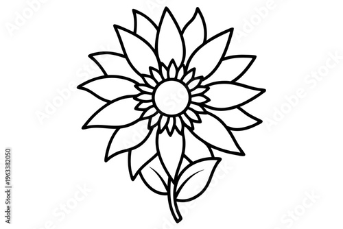 Sunflower Line Art Botanical Icon SVG – Minimal Floral Outline Vector Illustration