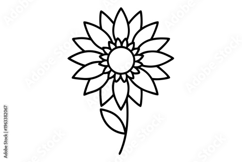 Sunflower Line Art Botanical Icon SVG – Minimal Floral Outline Vector Illustration