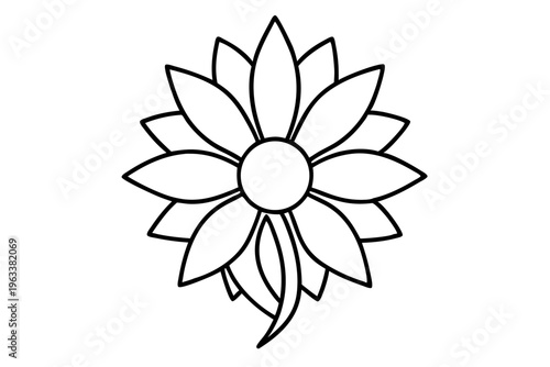 Sunflower Line Art Botanical Icon SVG – Minimal Floral Outline Vector Illustration