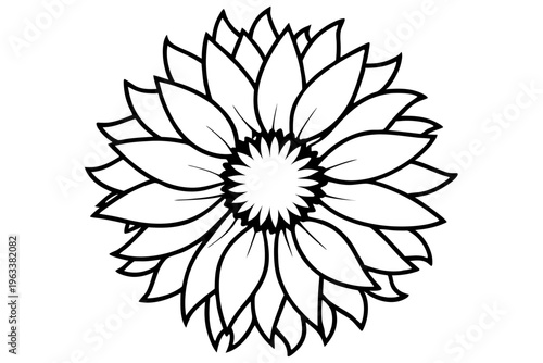 Sunflower Line Art Botanical Icon SVG – Minimal Floral Outline Vector Illustration