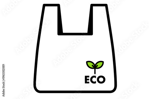 葉が茂った木のエコバッグ シンプル線画のベクターイラスト