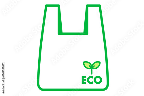 葉が茂った木のエコバッグ シンプル線画のベクターイラスト