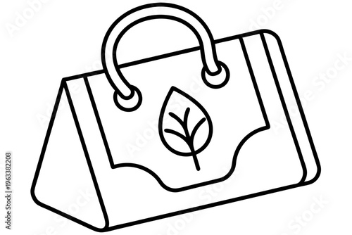 Sustainable Shopping Bag Outline Icon | Eco-Friendly Reusable Bag Vector
