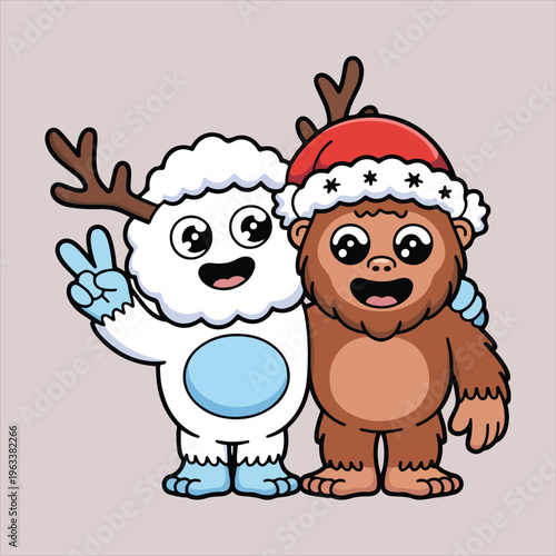 Cute Kawaii Christmas Animals, Fantasy & Spooky Characters Vector Bundle