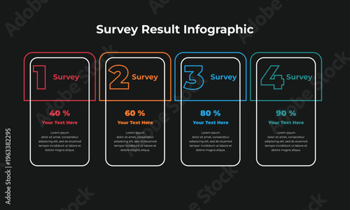 Survey Result Infographic Template for Business Data Presentation with Four Steps and Percentages