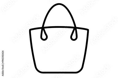 Minimal Tote Bag Icon Vector – Simple Shopping Bag Outline SVG