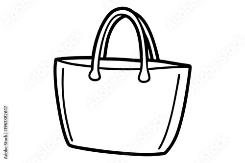 Minimal Tote Bag Icon Vector – Simple Shopping Bag Outline SVG