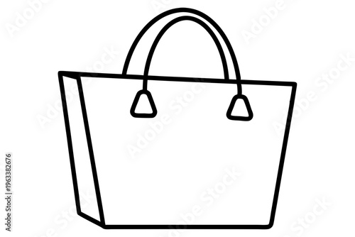 Minimal Tote Bag Icon Vector – Simple Shopping Bag Outline SVG