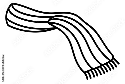 Woven Scarf with Fringe – Cozy Winter Clothing Icon Vector