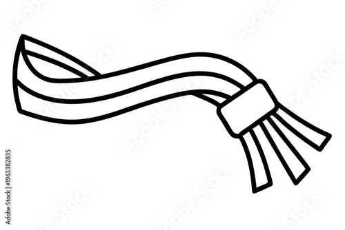 Woven Scarf with Fringe – Cozy Winter Clothing Icon Vector