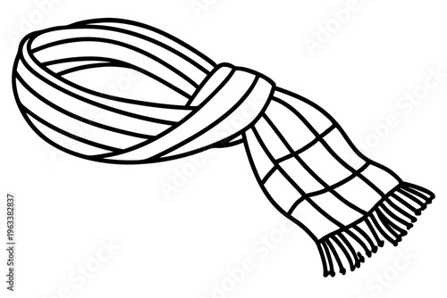 Woven Scarf with Fringe – Cozy Winter Clothing Icon Vector