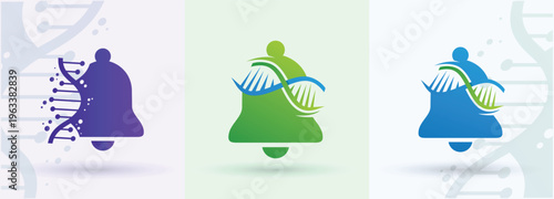 DNA Bell Logo for Notification Alert Communication Branding
