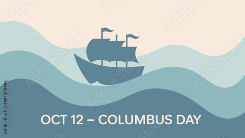 A dark silhouette of a ship sailing on blue wavy waters with clouds