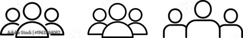 Group of people outline icon set, Team member user profile vector graphics, Community crowd crowd sign pictograms

