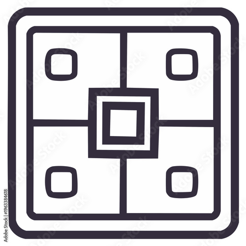 Abstract geometric symbol with interlocking squares and divisions