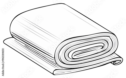 Illustrative roll of fabric or paper stock outline for textiles or graphic design applications