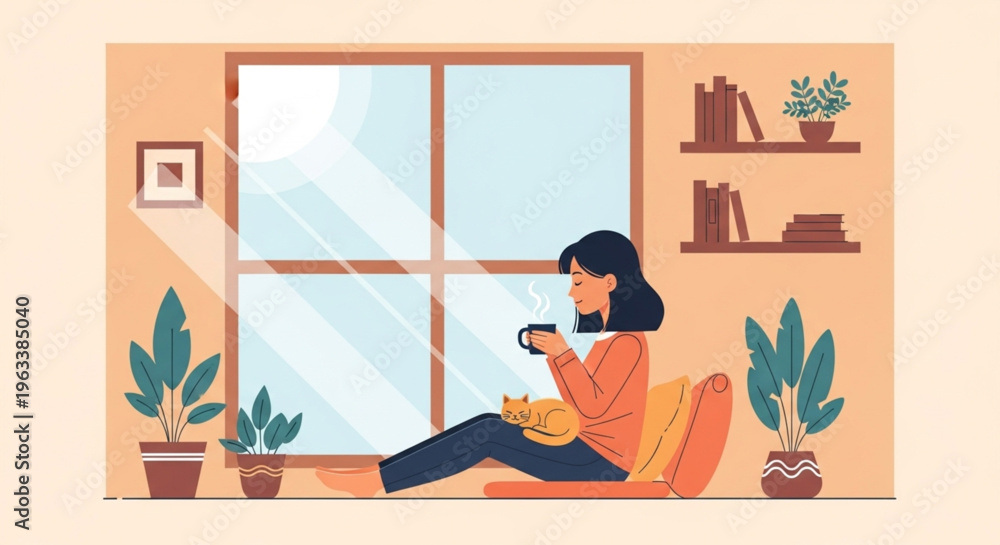 Fototapeta premium young woman reading a book