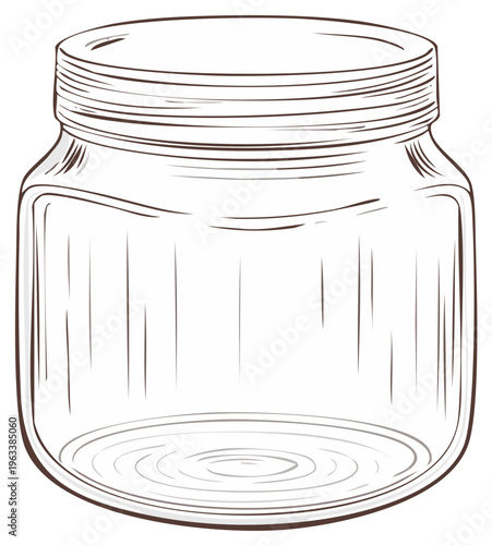Empty Glass Jar Outline Illustration for Food Preservation Projects or Design Elements Canning Jars Transparent Containers