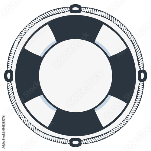 Nautical life preserver ring with rope border, graphic design