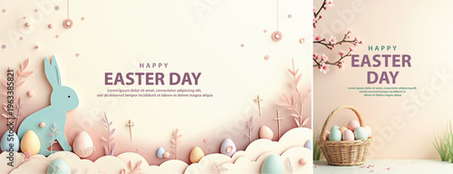Elegant easter day background, happy easter day background for website, social media template