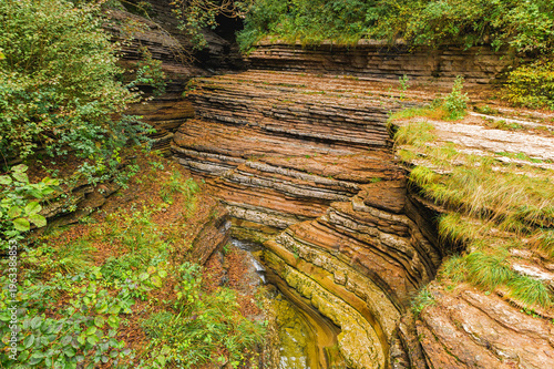 The Brent de l’Art, a natural rock formation resembling a canyon located in Sant’Antonio di Tortal in Borgo Valbelluna, Veneto, Italy