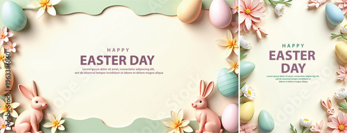 Elegant easter day background, happy easter day background for website, social media template