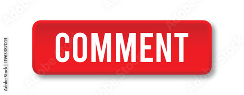 Comment Button Label with Red 3D Design and White Typography for Social Media Interface