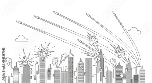 City Skyline Under Missile Attack 1.