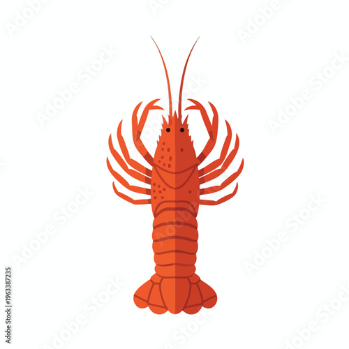 A bright orange cartoon crustacean with segmented tail, pincers, and antennae