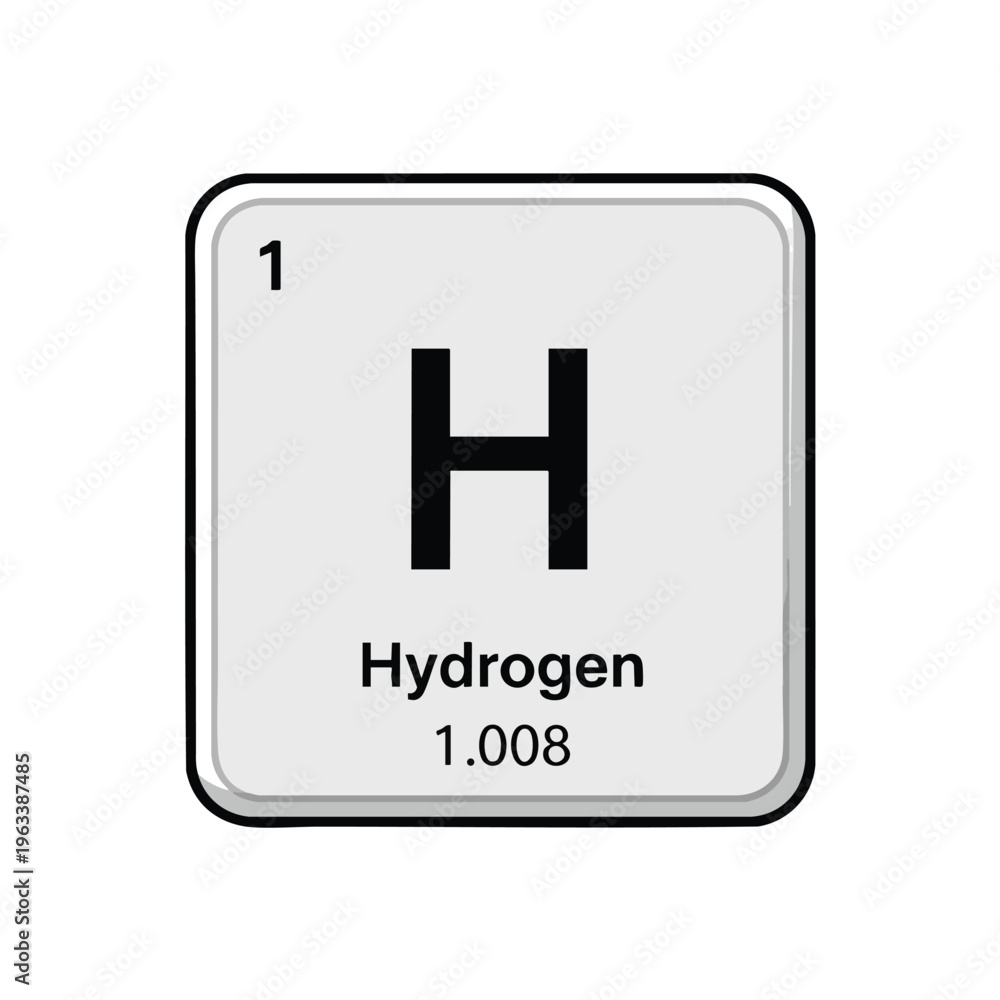 Obraz premium White square with rounded corners containing the element symbol H