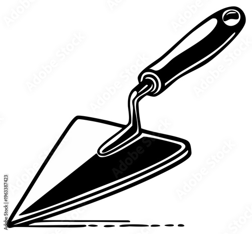 Illustration of a Hand Trowel, Concrete Masonry Tool, Construction Equipment Isolated