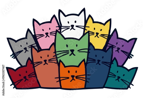 Modern Minimal Cats Illustration Abstract Cute Animal Flat Design for Nursery and Decor