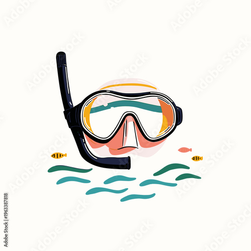 Minimalist Full-Face Snorkeling Mask Illustration
